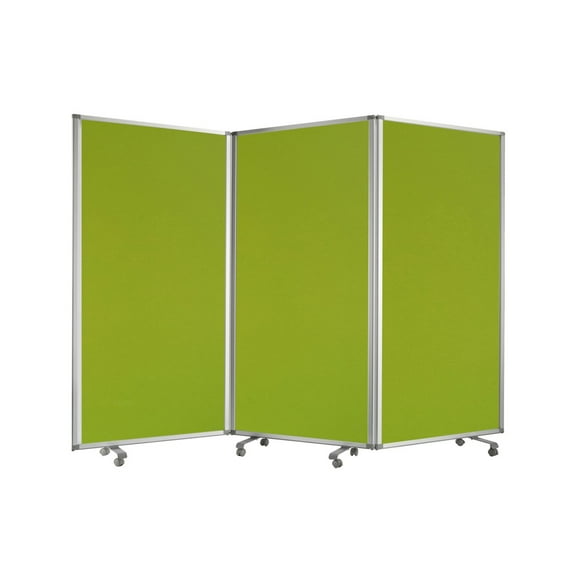 Contemporary Freestanding 3 Panel Olive Screen Room Divider With Rolling Casters