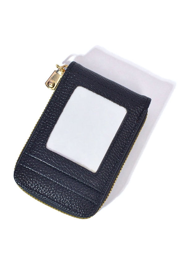 Accordion Style Genuine Leather Wallet, Credit Card Holder With RFID Blocking And Smooth Zipper Protection