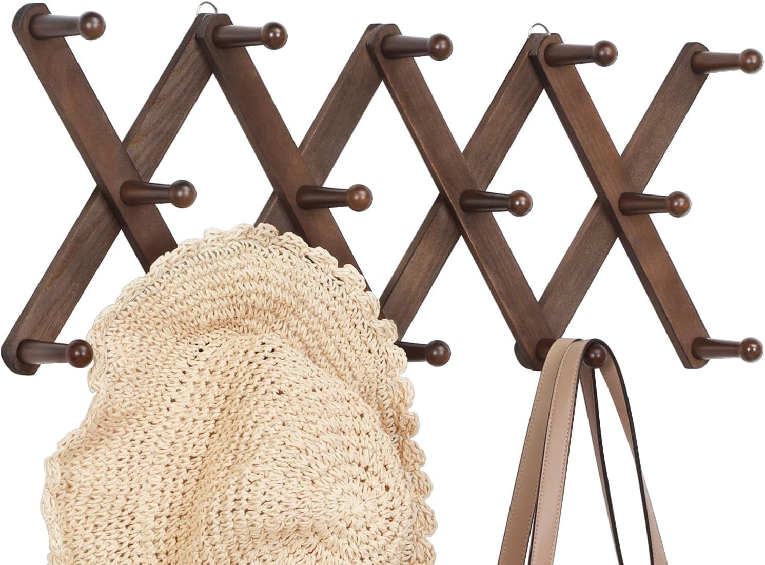 Accordion Wall Hanger, Hat Rack for Wall with 14 Coat Hooks, Expandable ...