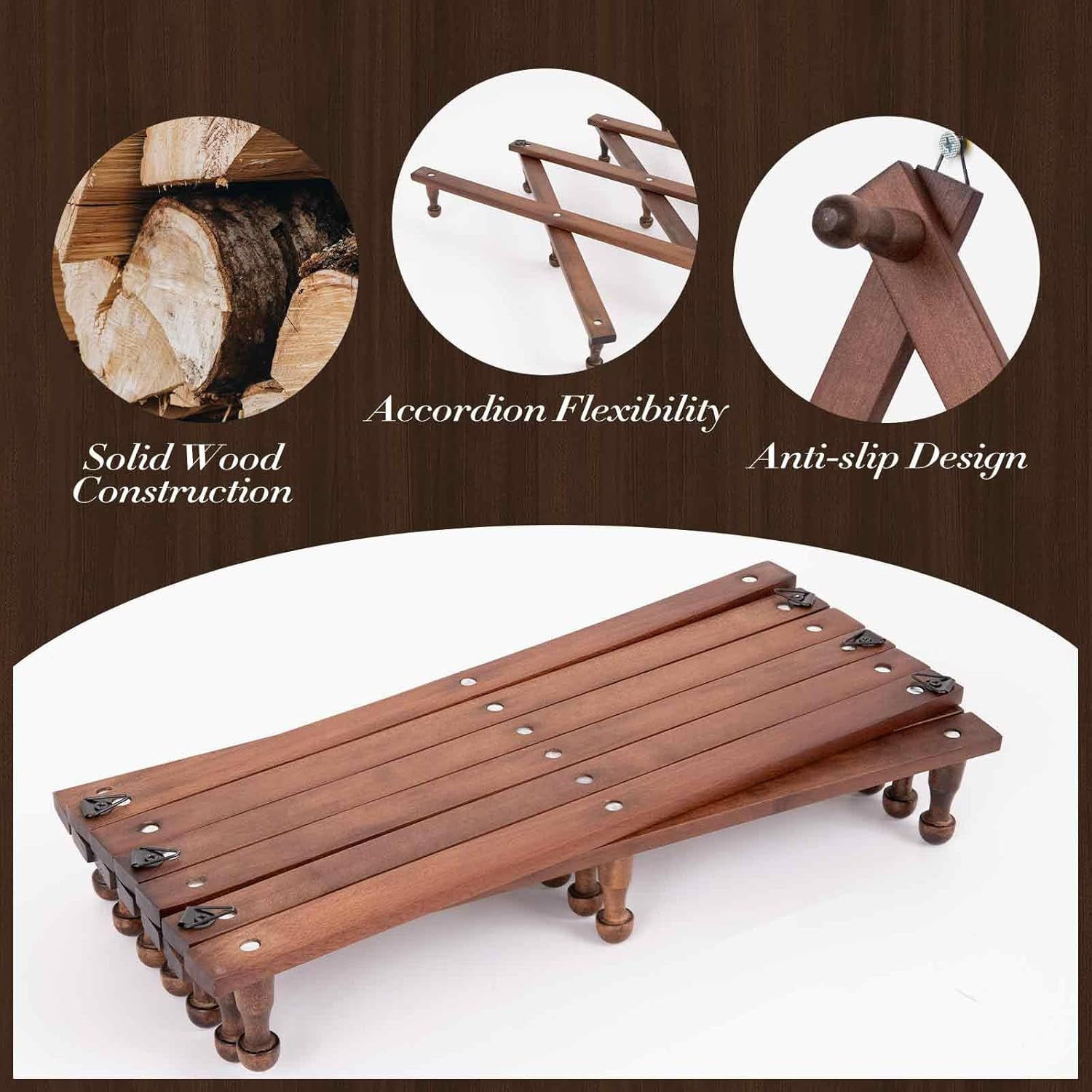 Accordion Wall Hanger With 20 Hooks, Expandable Wall Hat Display Rack