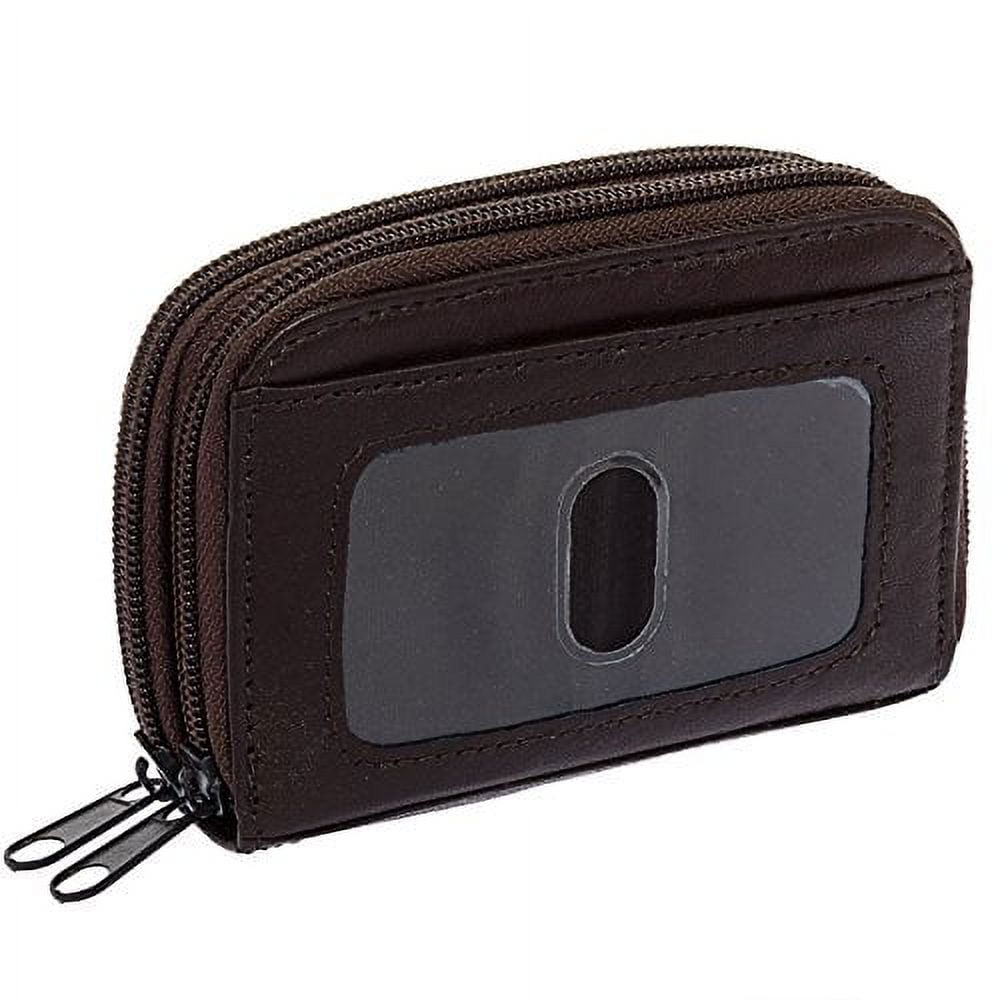Leatherboss Women's Compact Credit Card Wallet - 18+ Card Slots, Genuine Leather, Black
