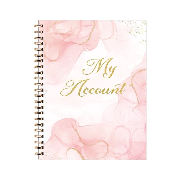 My Account Book Spiral Bound Budget Tracker Ledger Notebook A5 Marble Gold Foil Cover Expense Income Log Book Transaction Record Journal for Small Business Personal Home Budget Management,Red