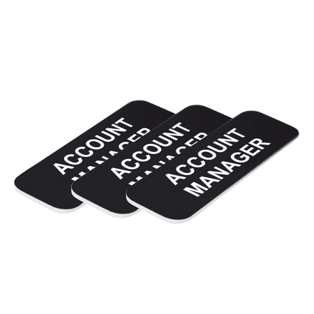 Account Manager 1 x 3" Name Tag/Badge, Black, (3 Pack)