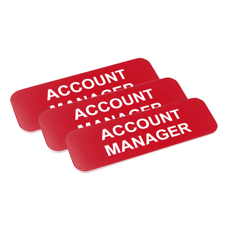Account Manager 1 x 3" Name Tag/Badge, Red, (3 Pack)
