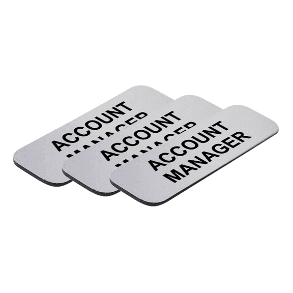Account Manager 1 x 3" Name Tag/Badge, Silver, (3 Pack)