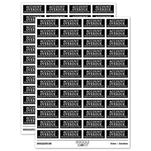 Account Overdue Payment Due Billing Sticker Set - Black - Matte Finish - 1.25" Mini
