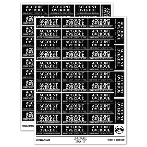Account Overdue Payment Due Billing Sticker Set - Black - Matte Finish - 1.5" Small