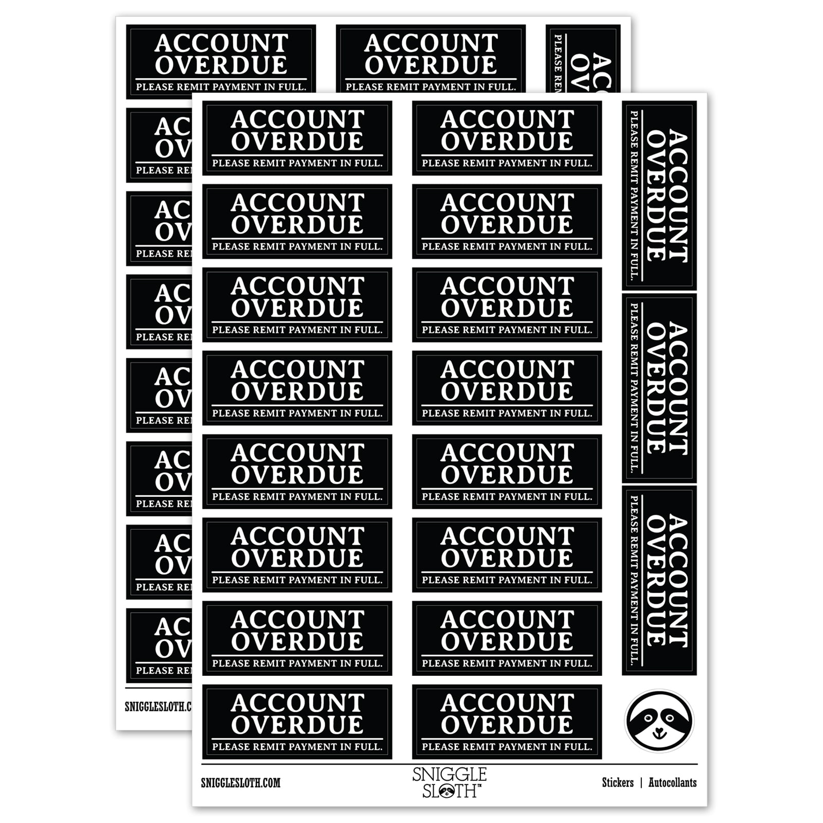 Sticker Account Account Overdue Payment Due Billing Sticker Set - Black - Matte Finish ...