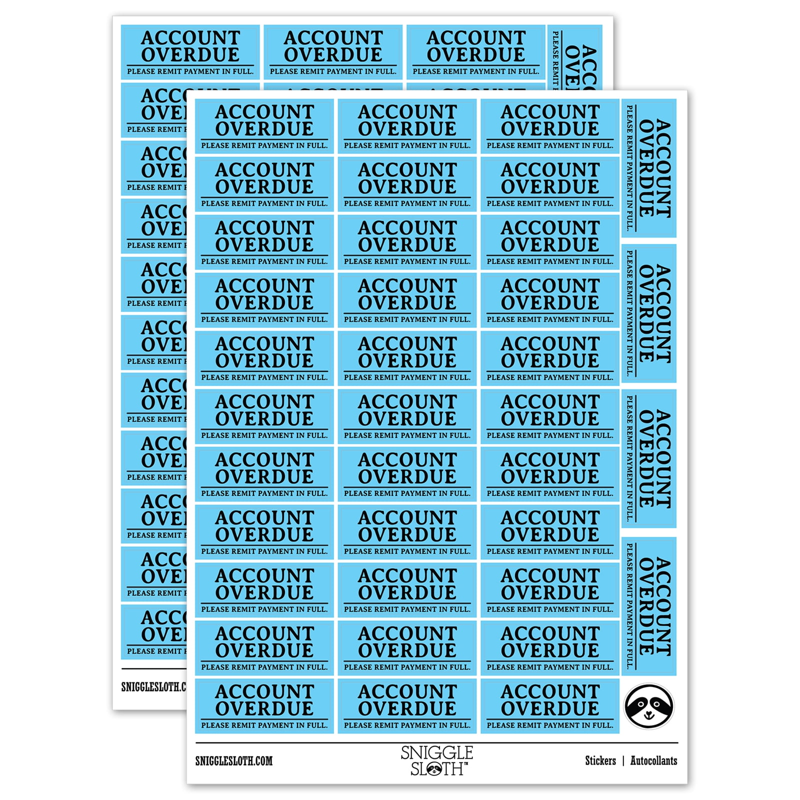 Account Overdue Payment Due Billing Sticker Set - Light Blue - Gloss ...