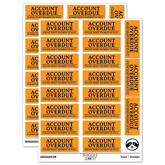 Account Overdue Payment Due Billing Sticker Set - Orange - Gloss Finish - 2.00" Large
