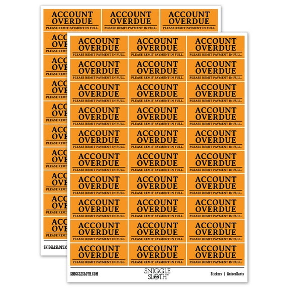 Account Overdue Payment Due Billing Sticker Set - Orange - Matte Finish - 1.75" Medium