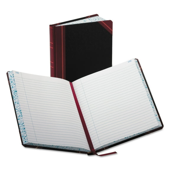 Account Record Book, Record-Style Rule, Black/red/gold Cover, 9.25 X 7.31 Sheets, 300 Sheets/book