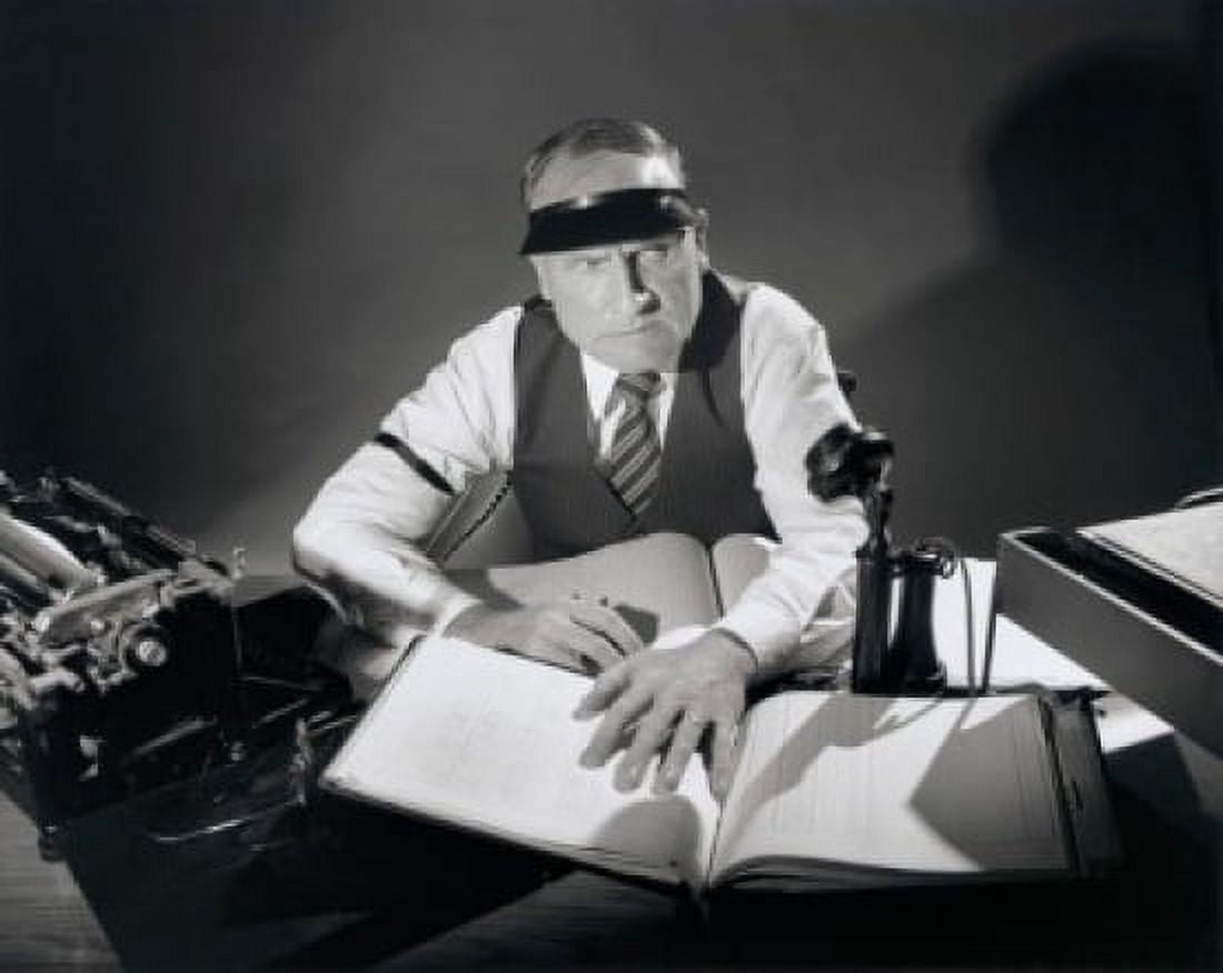 Accountant working on ledgers Canvas Art -  (18 x 24)