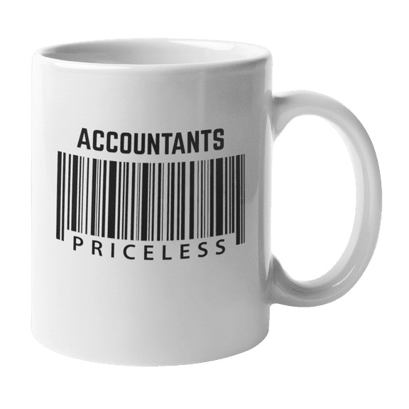 Accountants, Priceless Barcode Coffee & Tea Gift Mug for CPA or Tax Accountant (11oz)