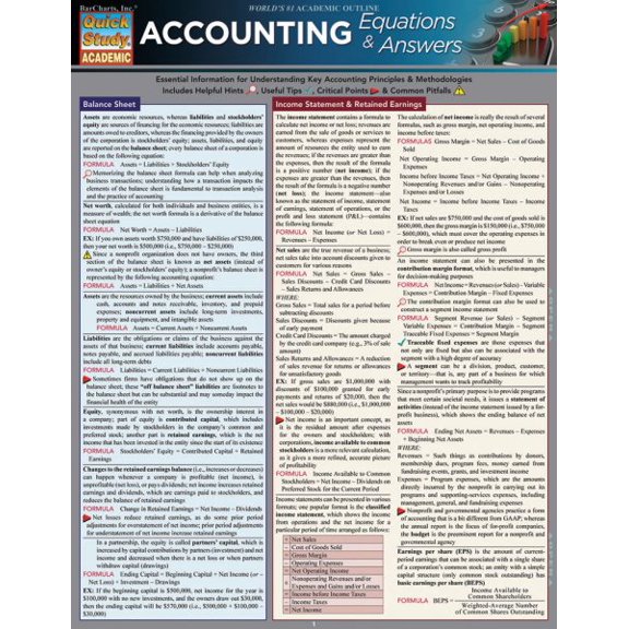Pre-Owned ACCOUNTING EQUATIONS & ANSWERS STUDY GUIDE