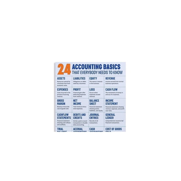 Accounting Infographic Poster Finance Basics for Classroom Study Decor