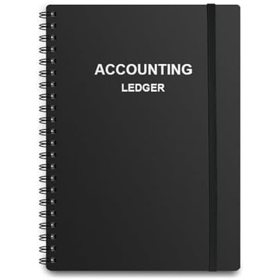 Accounting Ledger Book A5 - Bank Accounting Log for Small Business Bookkeeping & Personal Use - Account Tracker Notebook Track Accounts, Deposit, Expense & Balance, 5.8 X 8.25 Inch, Black