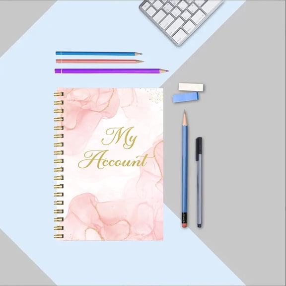 Accounting Ledger Book - Check Register & Financial Planner, 21x15.5cm Bank Transaction Log, Expense Tracker with Monthly Budgeting Sheets, Personal Finance Organizer