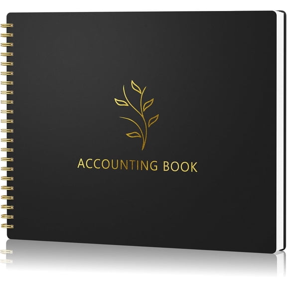 Accounting Ledger Book for Small Business Bookkeeping & Personal Use, Horizontal Expense Tracker Notebook for Family Budget, Bookkeeping Record Book Money Expense & Income Log Journal, Black