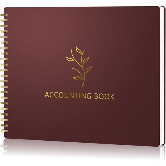 Accounting Ledger Book for Small Business Bookkeeping & Personal Use, Horizontal Expense Tracker Notebook for Family Budget, Bookkeeping Record Book Money Expense Income Log Journal, Wine Red
