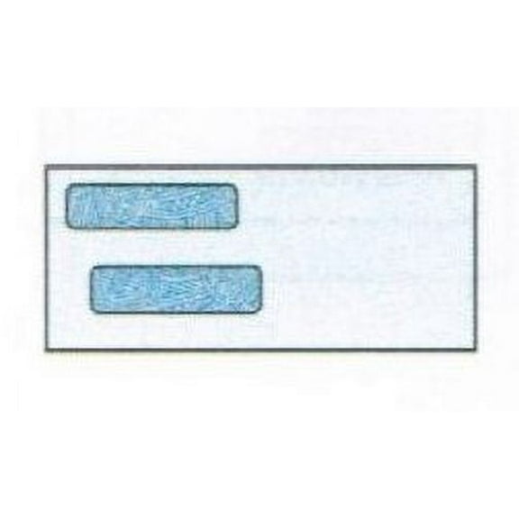 Accounting Software Double Window Envelopes, 3-9/16" x 8-3/4", Side Seam 24-lb White Sulphite with Blue Wesco Inside Security Tint, Vellum Finish (SFI Certified) - Box of 500 Envelopes