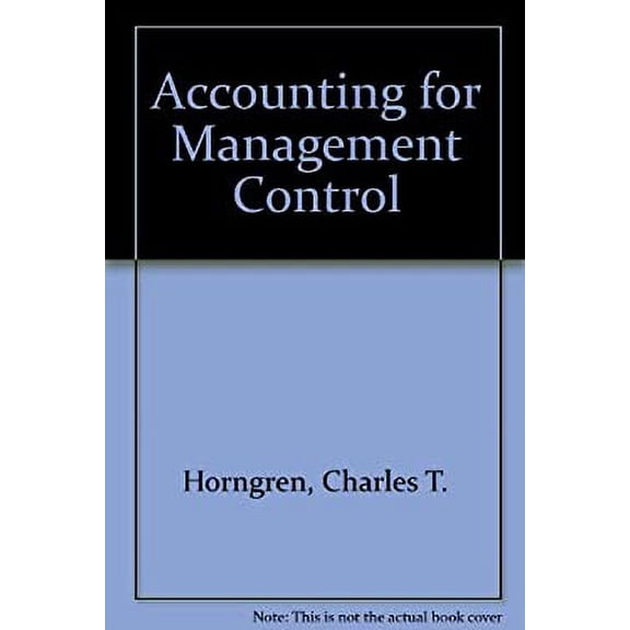 Pre-Owned Accounting for Management Control: An Introduction (Hardcover) 0130010812 9780130010810