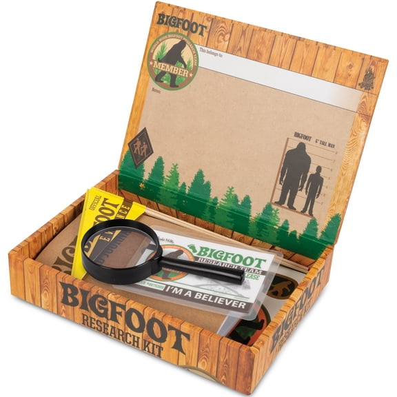 Archie McPhee: Bigfoot Research Kit - Hunt & Search Adventure Set, Mythical Creature, Journal-Magnifier-Evidence Flags-Booklet, Gag Gift, Novelty Toy
