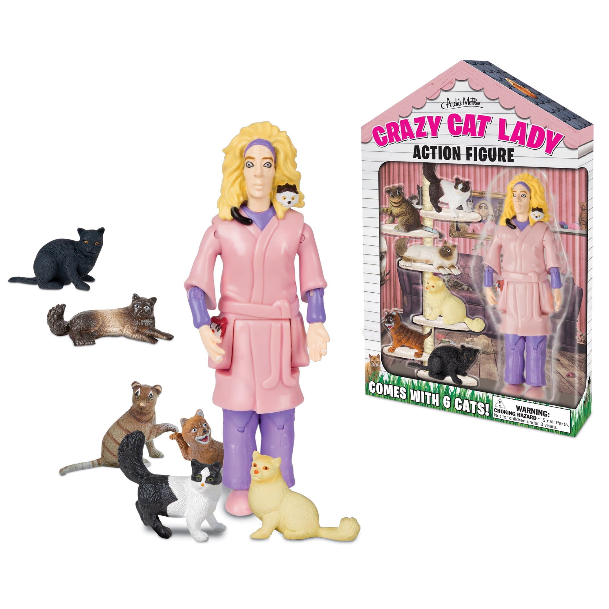 Crazy Cat Lady Vinyl Action Figure with 6 Cats