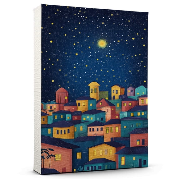 Accras Travel Canvas Art Print, Ghana Canvas Wall art, Accras Travel Canvas Starry Night, Ghana Decor Travel Artwork - 95AZ6