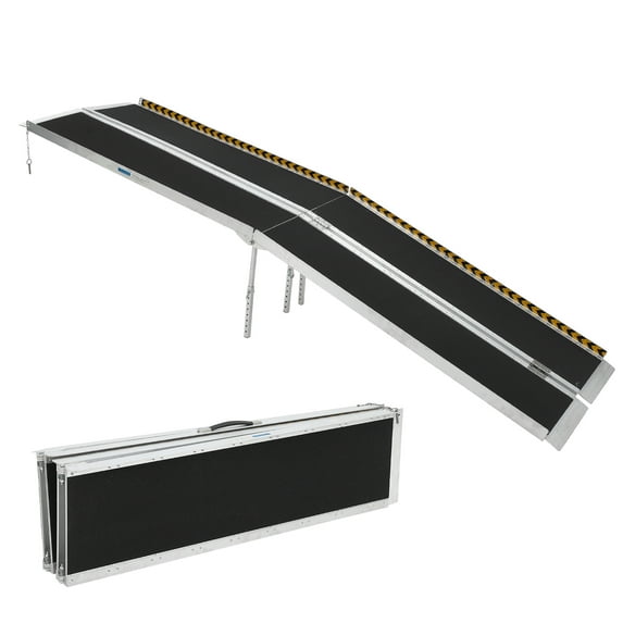 Accreate 10 FT Portable Wheelchair Ramp, Wheel Chair Ramps for Homes with Transition Plate, Aluminum Wheelchair Ramp with Non-Skid Surface and Reflective Strips, Weight Capacity 600 Lbs