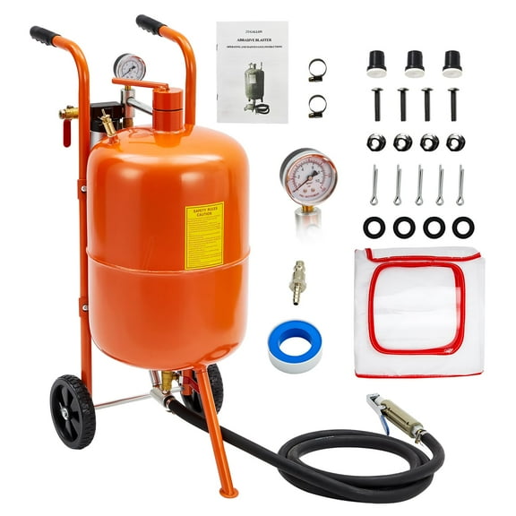 Accreate 10 Gallon Sand Blasting Machine, 125 Psi Pressure Air Sand Blasting Kit w/4 Ceramic Nozzles & Oil-Water Separator, Portable Abrasive Blaster for Stain Removal Paint