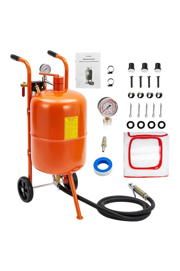 10 Gallon Sand Blasting Machine, 125 Psi Pressure Air Sand Blasting Kit w/4 Ceramic Nozzles & Oil-Water Separator, Portable Abrasive Blaster for Stain Removal Paint