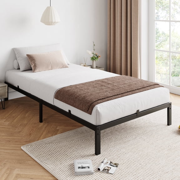 Accreate 10 Inch Metal Platform Bed Frame, Sturdy Twin Bed Frame, Under Bed Storage, Heavy Duty Steel Slat Support