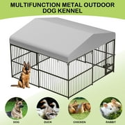 Accreate 10 x 10FT Large Dog Kennel Outdoor, Heavy Duty Metal Outdoor Dog Kennel, Outside Dog Kennel with Roof & Feeding Door