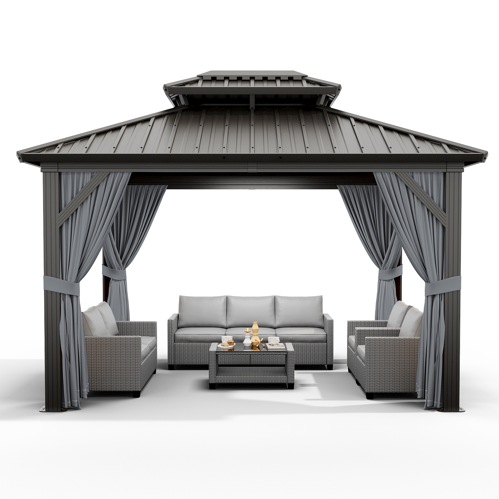 Accreate 10X12 FT Outdoor Galvanised Steel Hardtop Gazebo, Heavy Duty ...