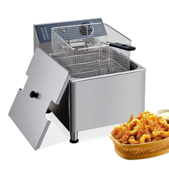 Accreate 11L Electric Deep Fryer, 1700W, 304 Stainless Steel, Precise Temp Control, Cool-Touch Handle, Oil Drain Hook, for Home, Restaurant, Food Truck