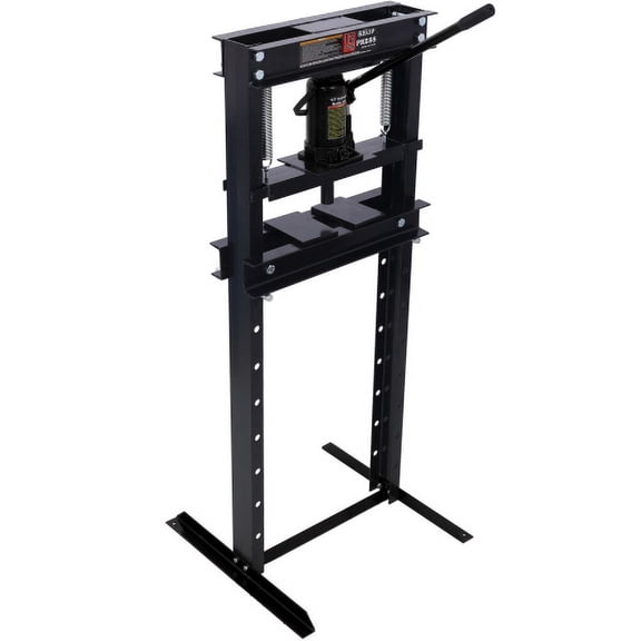 Accreate 12-Ton Hydraulic Press, Benchtop Hydraulic Shop Press with Press Plates, H-Frame Garage Floor Press, Adjustable Working Table Height, Black
