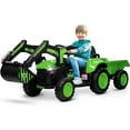 thumbnail image 1 of Accreate 12V 3 in 1 Kids Ride on Excavator & Tractor with Detachable Trailer for Boys Girls, Green, 1 of 7