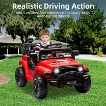 Accreate 12V Electric Ride-On Truck for Toddlers, Remote Control, LED Lights, Music, 2 Speeds, 4-Wheel Suspension & 3-Point Safety Belt for Ages 2-5