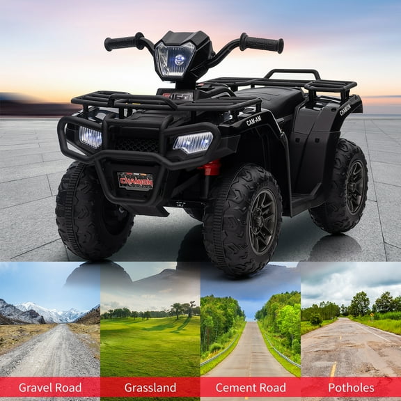 Accreate 12V Kids Ride on ATV, Battery-Operated 4 Wheeler for Ages 3-6 with Led Lights, High/Low Speed Settings, Music, USB Connectivity, forward & Backward Motion - Ride-On Quad for Boys&Girls