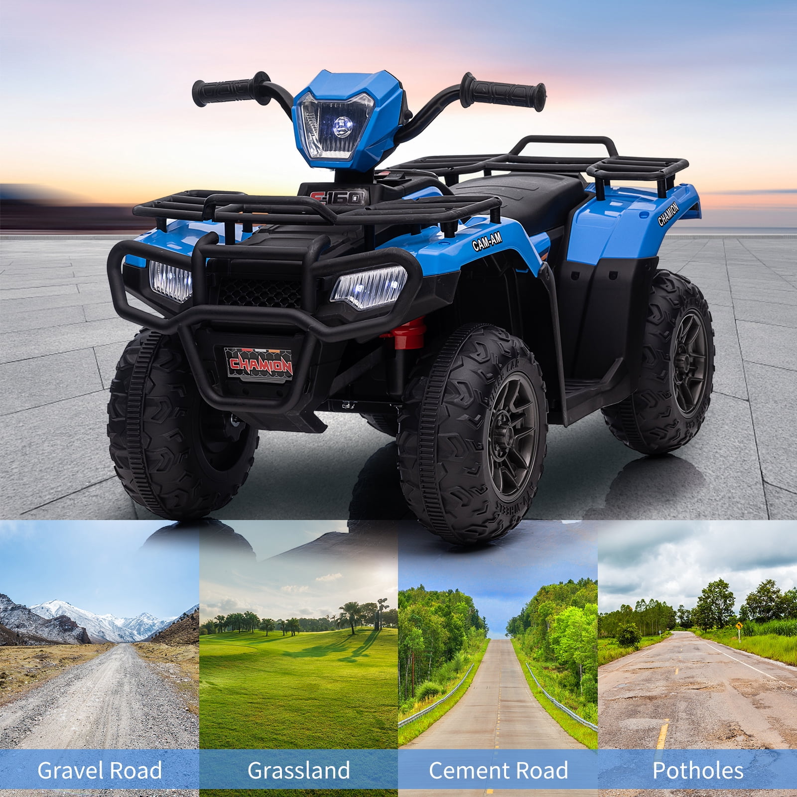 Accreate 12V Kids Ride on ATV, Battery-Operated 4 Wheeler for Ages 3-6 with Led Lights, High/Low Speed Settings, Music, USB Connectivity, forward & Backward Motion - Ride-On Quad for Boys&Girls