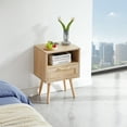 thumbnail image 1 of Accreate 15.75" Multifunctional Nightstand Rattan End Table Storage Cabinet With Drawer Shelf USB Charging Ports Power Outlet For Living Room Bedroom, 1 of 9