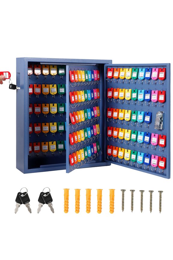 150 Keys Cabinet Organizer, Wall Mount Steel Key Lock Box with 2 Keys, 133 Hooks & Colored Tags, Secure Key Storage for Hotel, Valet, Office, Car Key Management, Heavy Duty