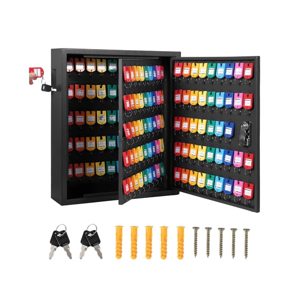 Accreate 150 Keys Cabinet Organizer, Wall Mount Steel Key Lock Box with 2 Keys, 133 Hooks & Colored Tags, Secure Key Storage for Hotel, Valet, Office, Car Key Management, Heavy Duty