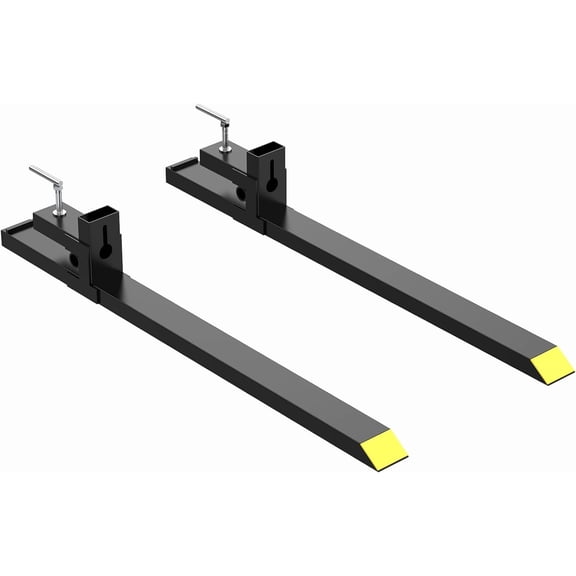 Accreate 1500 Lbs Clamp On Pallet Forks, 43 Inch Heavy Duty Quick Attach Bucket Forks With Stabilizer Bar For Tractor Loader And Skid Steer