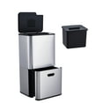 thumbnail image 1 of Accreate 16 Gal Kitchen Trash Can, Dual Compartment Garbage Can with Compost Bin, Trash and Recycle Bin Combo with Inner Bucket and Odor Filter, Rectangular, Stainless Steel, 1 of 7