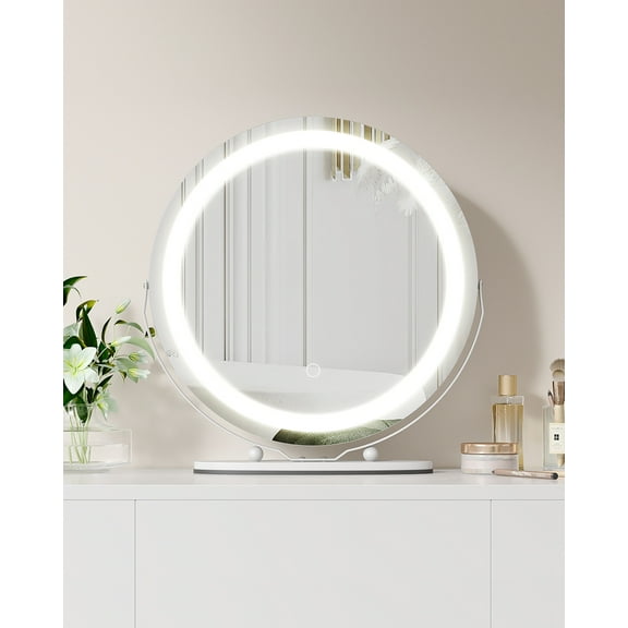Accreate 19 in Vanity Makeup Mirror with Lights, 3 Color Lighting, Round Lighted Mirror with Dimming LED Halo, White