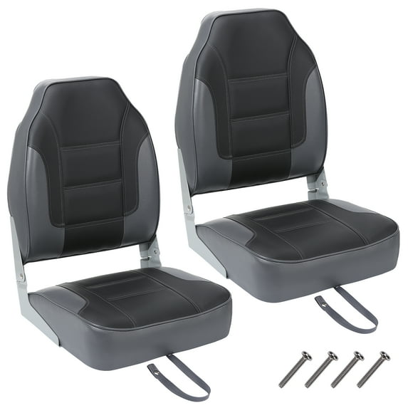Accreate 2 Pack Boat Seats High Back, Folding Boat Seats, Fold-Down Fishing Chair, Grey