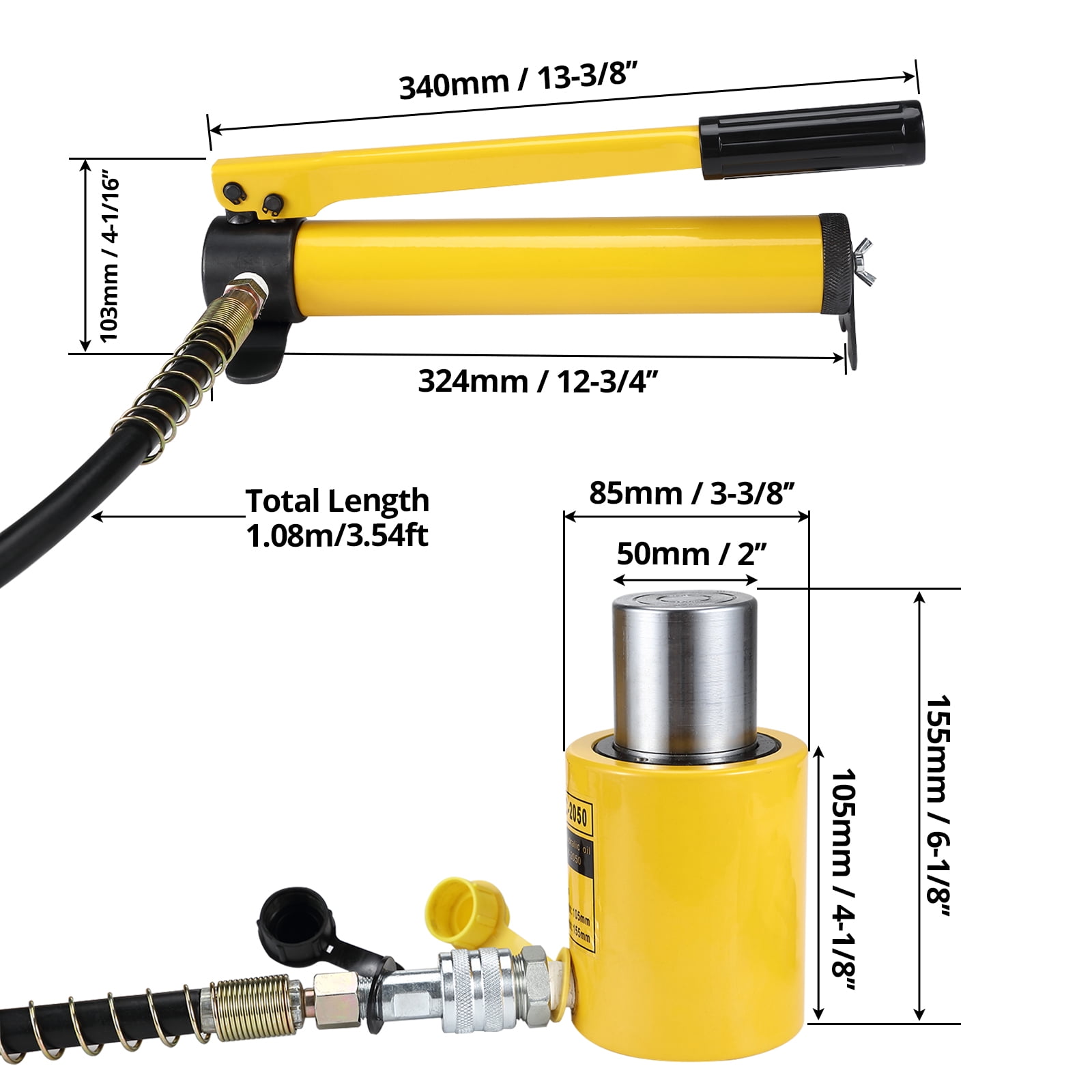 20T Hydraulikzylinder Heber – Hohlkolben, Hub 50mm, Lochdurchmesser 28mm, Für Hand-/Fuß-/Elektropumpe, Für Biegen & Ziehen