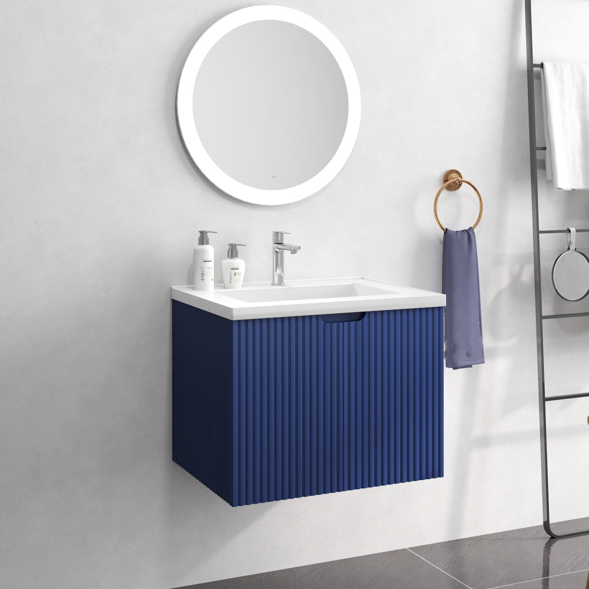 Accreate 24" Bathroom Wall Mounted Cabinet with Ceramic Sink, Soft ...